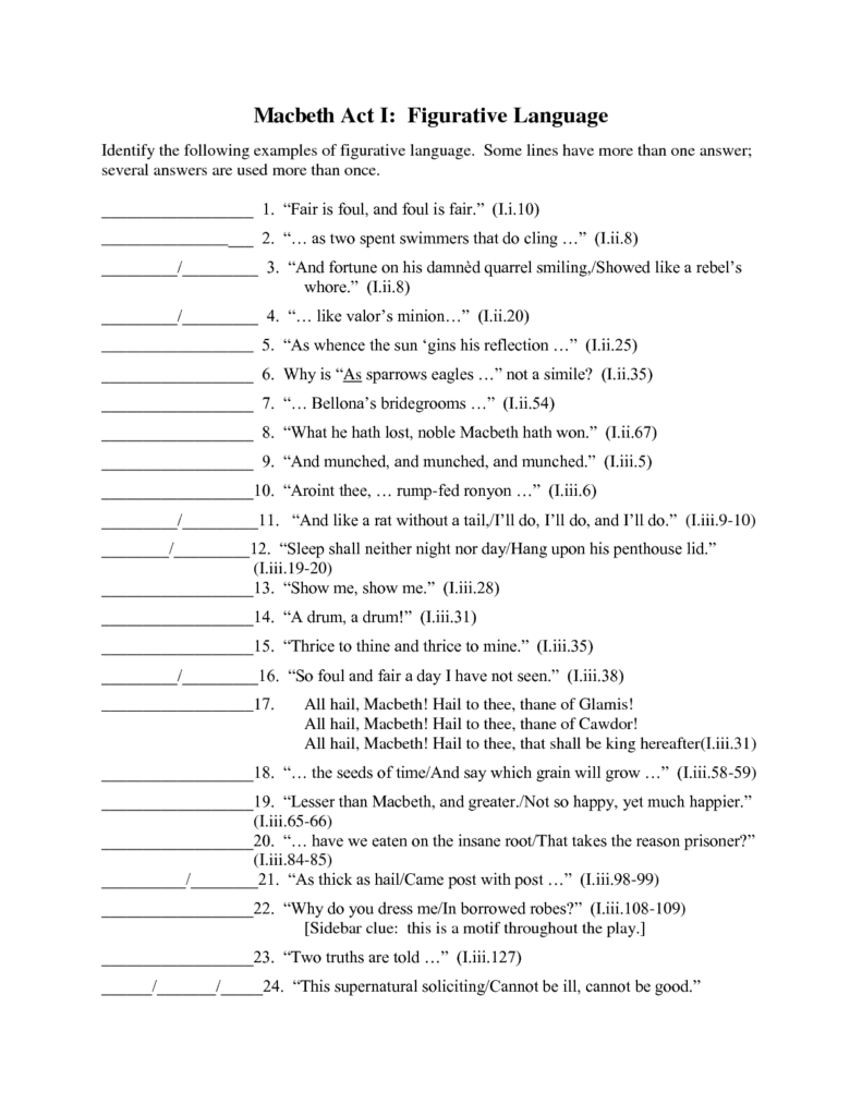 15 Figurative Language Worksheet 1 Answers Worksheeto - All Summer In A Day Figurative Language Worksheet Answers