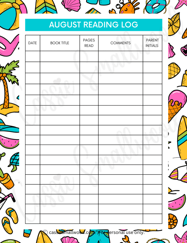 17 Cute Reading Logs FREE PRINTABLE Cassie Smallwood - Summer Reading Take Home Worksheets