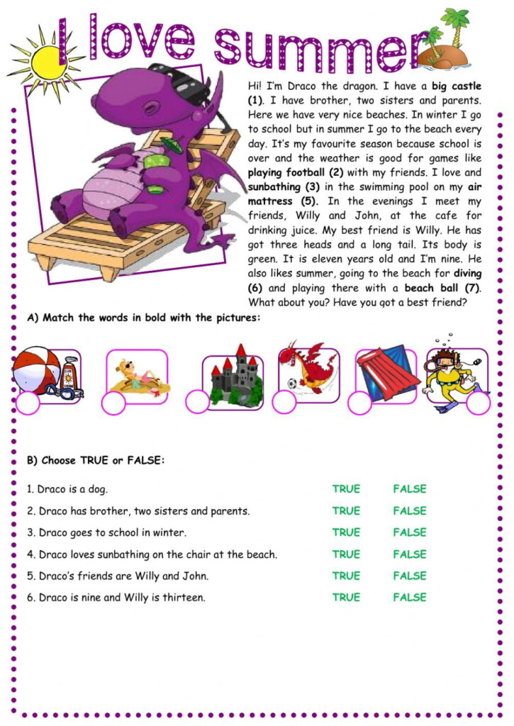 1st Grade Worksheets About Summer Vacation - Primary Resources Summer Worksheets