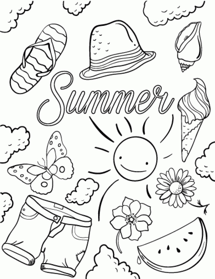 36 Free Printable Summer Coloring Pages - Summer Coloring Worksheet