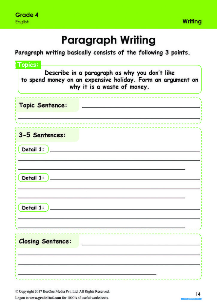 4Th Grade Paragraph Writing Worksheet - Free 4Th Grade Paragraph On Summer Outline Worksheet