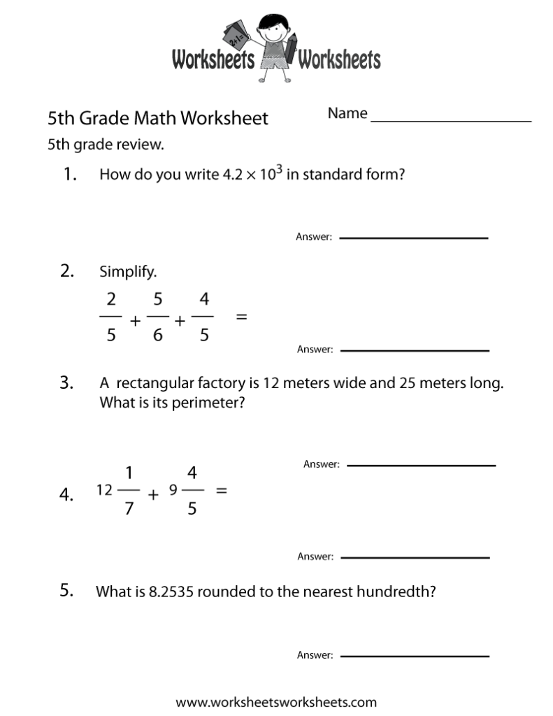 5th Grade Math Review Worksheet Worksheets Worksheets - 5Th Grade Math Summer Review Worksheets