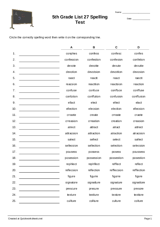 5th Grade Spelling Word List Printables - Summer Worksheets For 5Th Grade Spelling