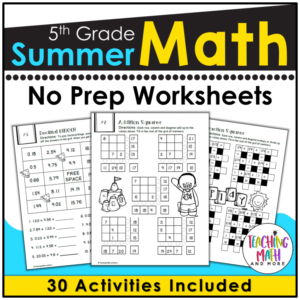 5th Grade Summer Packet Teaching Math And More - 5Th Grade Math Summer Review Worksheets