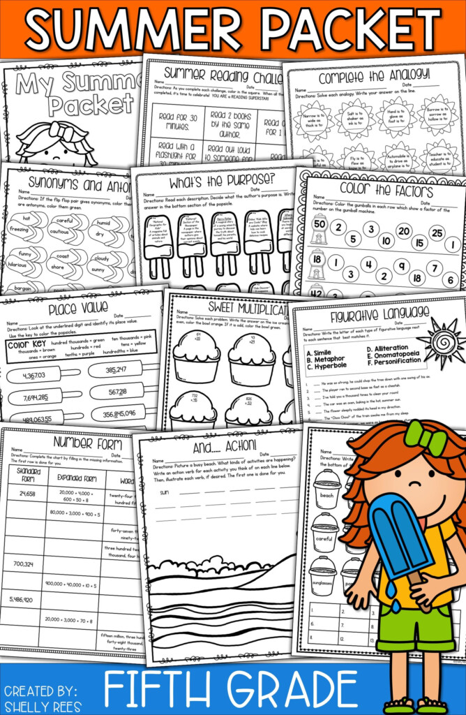 5th Grade Summer Review Packet 5th Grade End Of Year Math Reading  - Fun Summer Worksheets For 5Th Grade