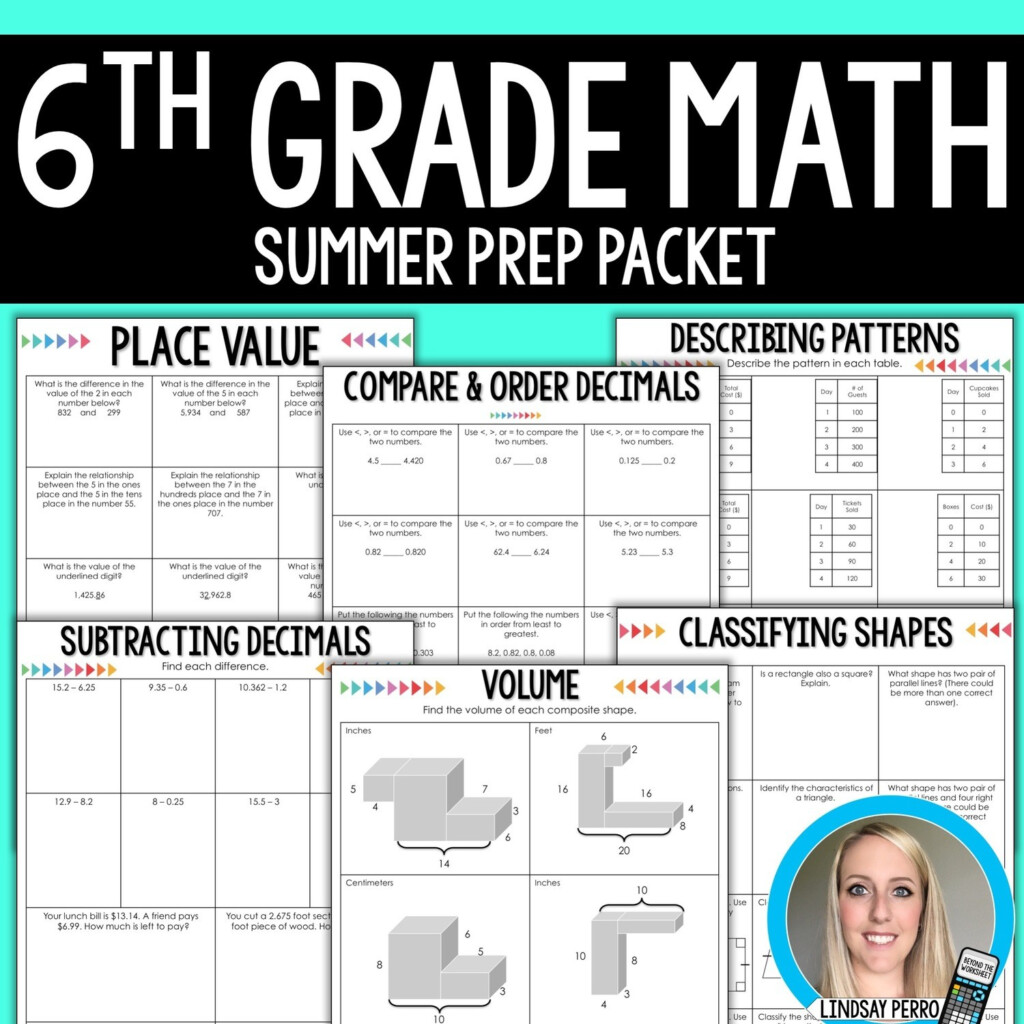 6th Grade Math Summer Prep Packet Store Lindsay Perro - 6Th Grade Summer Prep Worksheets For All Subjects