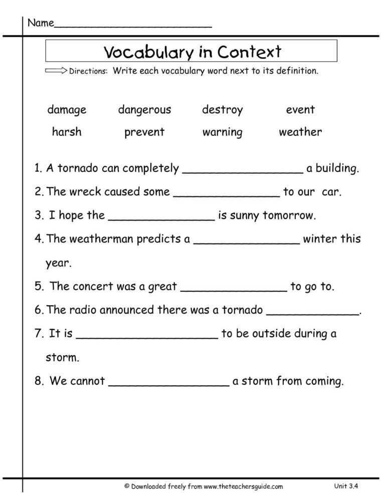 6th Grade Vocabulary Words Worksheets - Treasures Vocabulary Worksheet Grade 6 Summer Of The Swams