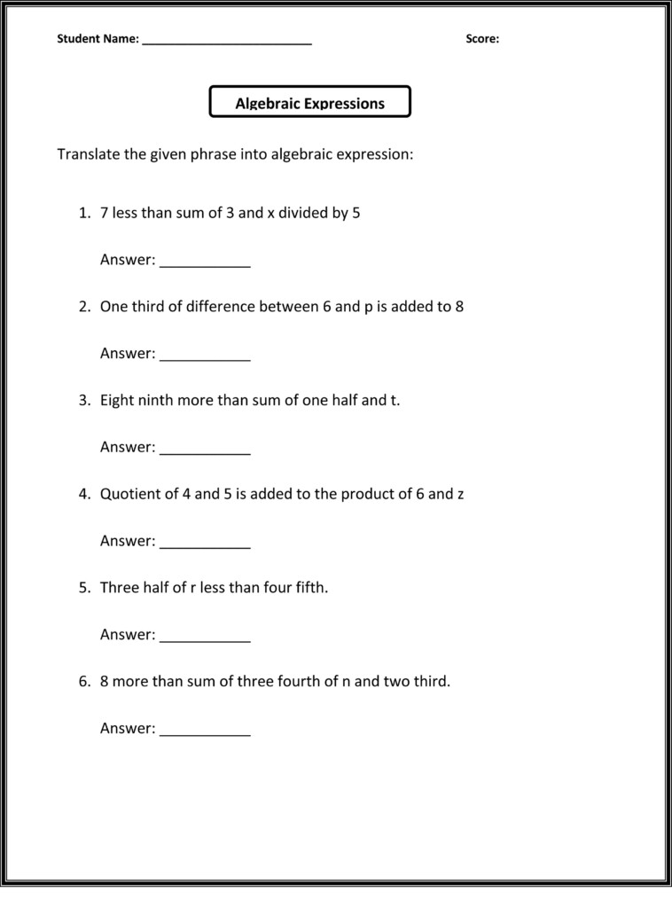 6th Grade Worksheets Math - Math Worksheets For 6Th Grade Summer