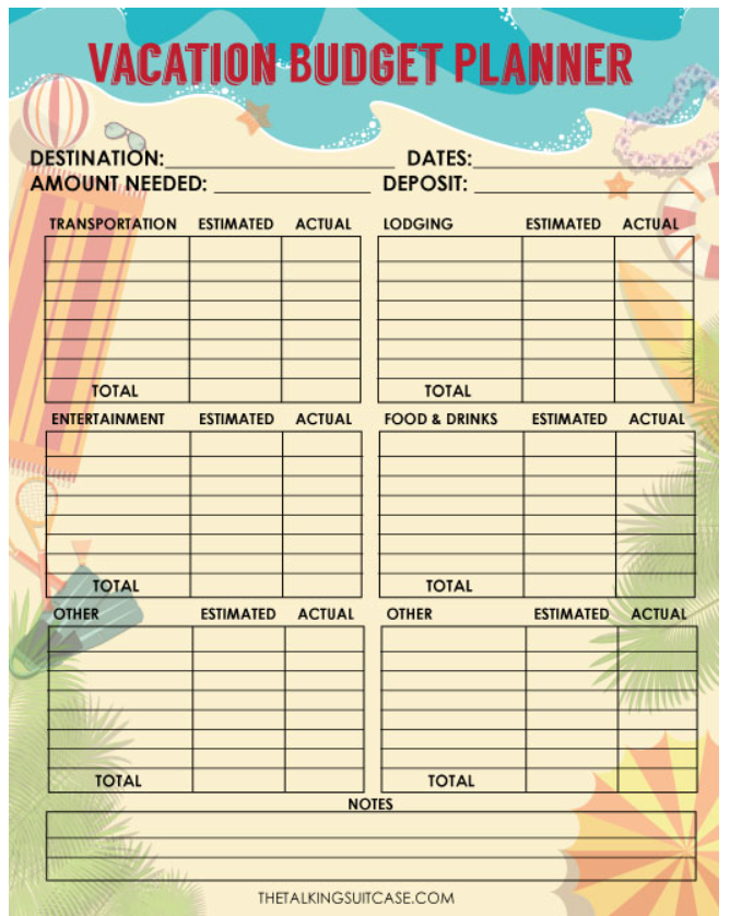 7 Free Vacation Budget Worksheet Printables Start Planning  - Summer Budget Worksheet