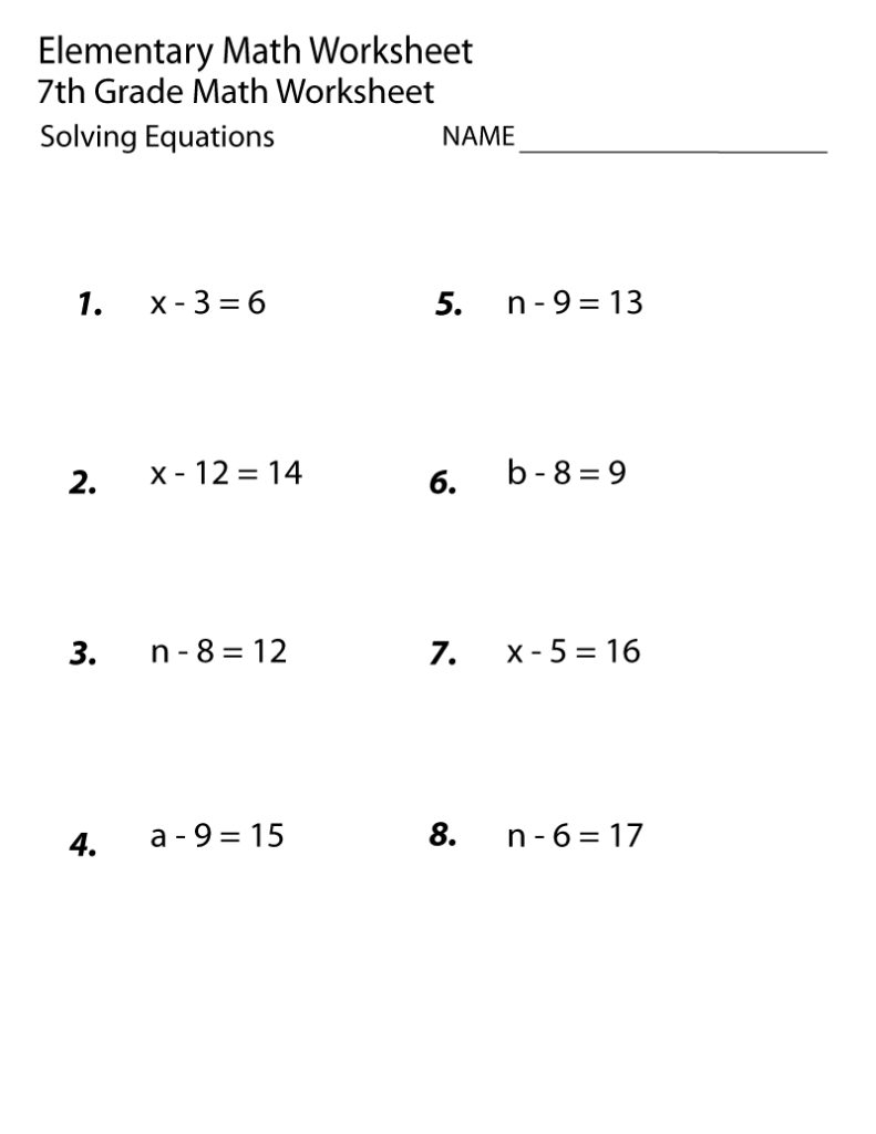 7Th Grade Math Worksheets Printable - 7Th Grade Math Worksheets For Summer