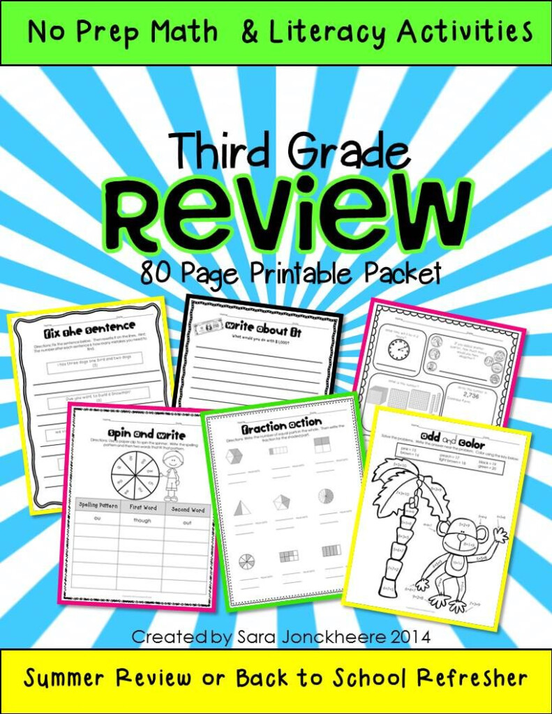 80 Page No Prep Printable Packet Designed For Summer Review For Third  - Academic Summer Slide Worksheets