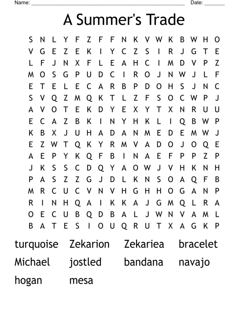 A Summer s Trade Word Search WordMint - A Summer Trade Worksheet