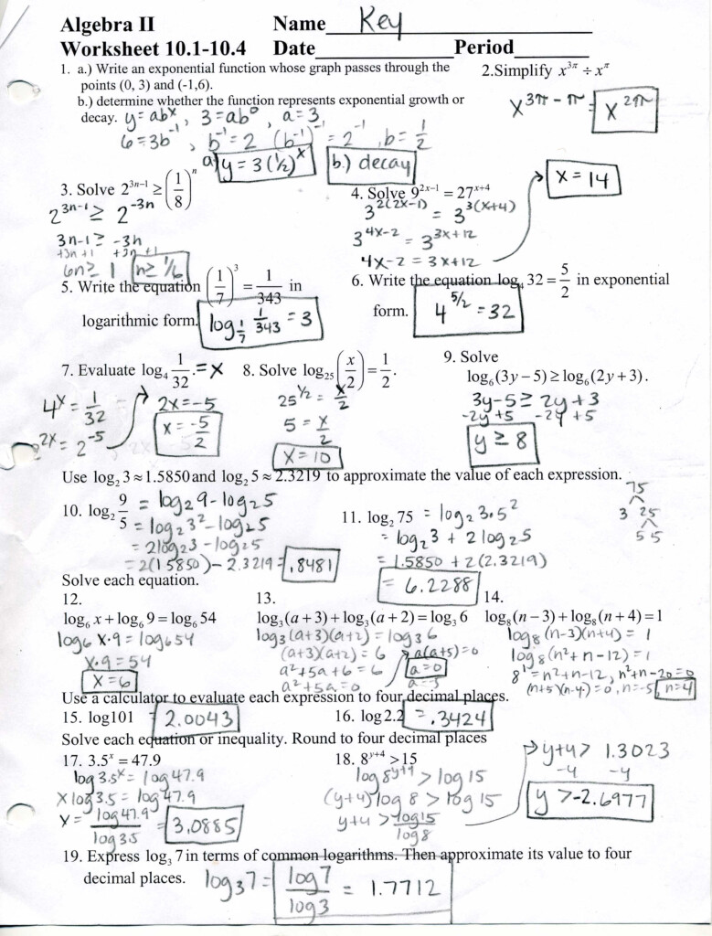 Algebra 2 Worksheets With Answers Pdf - Algebra Ii Summer Course Worksheets