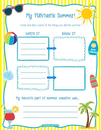 All About My Summer Worksheets - My Summer Worksheets