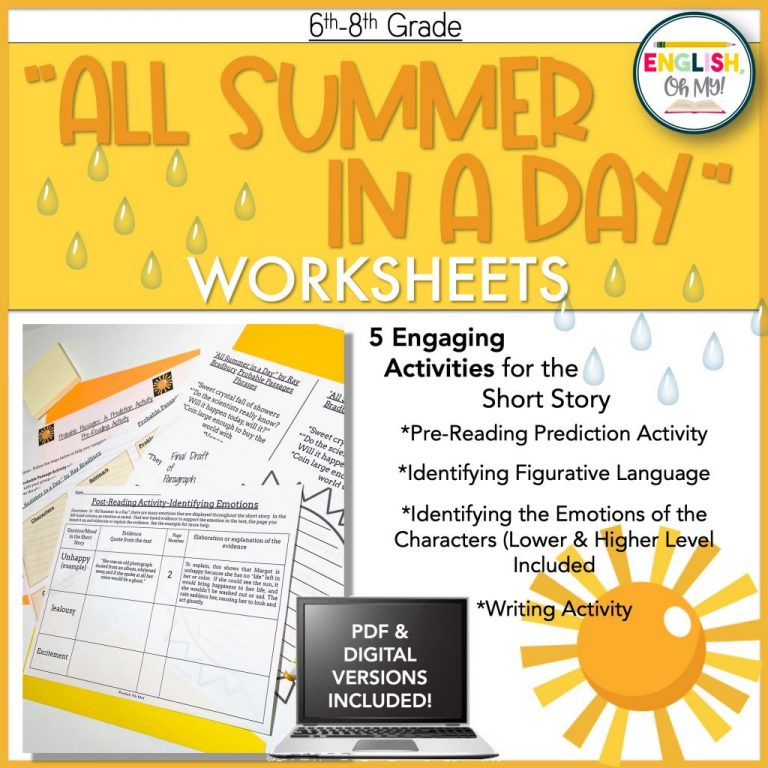 All Summer In A Day Activities English Oh My  - All Summer In A Day Vocabulary Worksheet