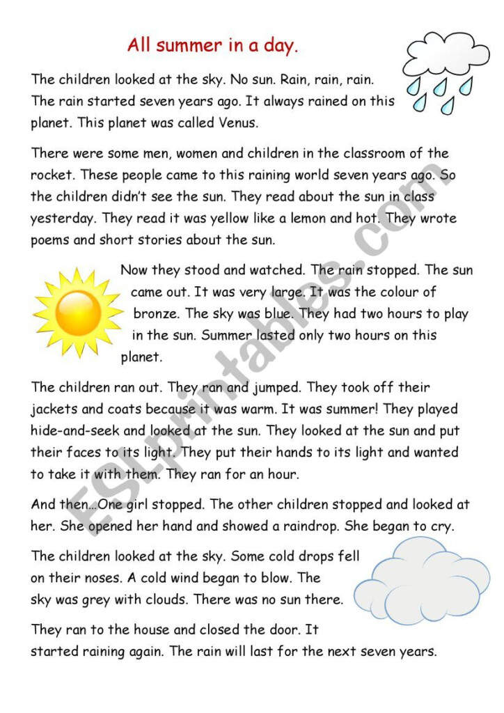 All Summer In A Day ESL Worksheet By Edegil - All Summer In A Day Vocabulary Worksheet