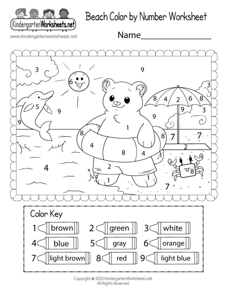 Beach Color By Number Worksheet Free Printable Digital PDF - Summer Activity Worksheets Pdf