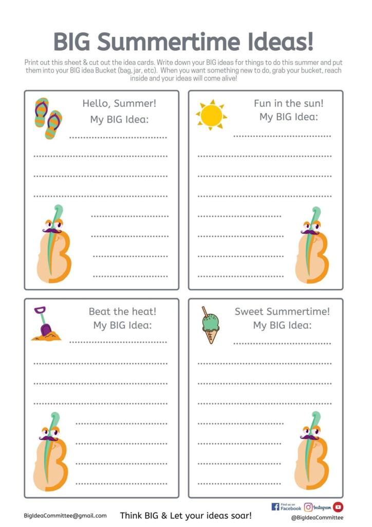 Big Summer Ideas Summer Bucket List Worksheet Etsy Canada - Summer Plans Worksheet Teenager