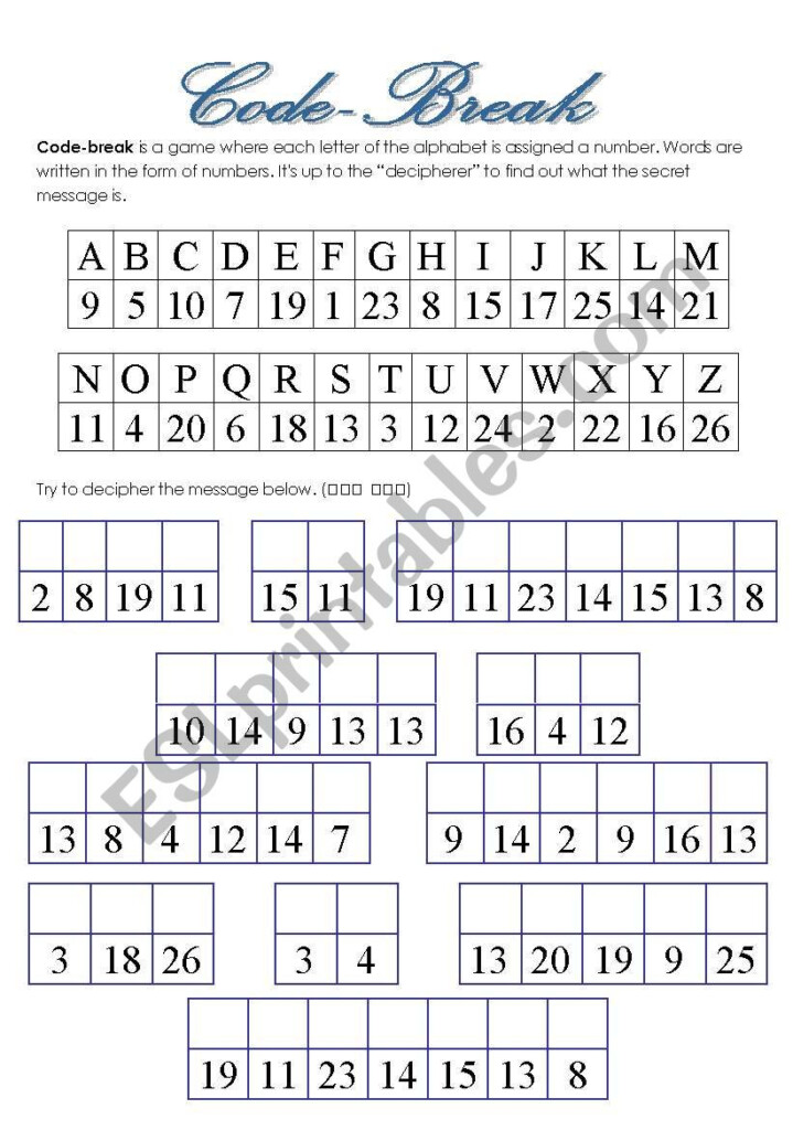 Breaking The Code Worksheet - Summer Break The Code Worksheet