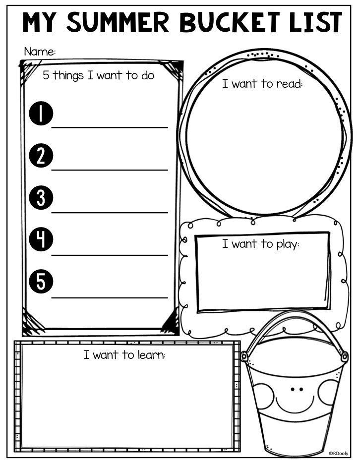 Bucket List Worksheets - Summer Bucket List Worksheets