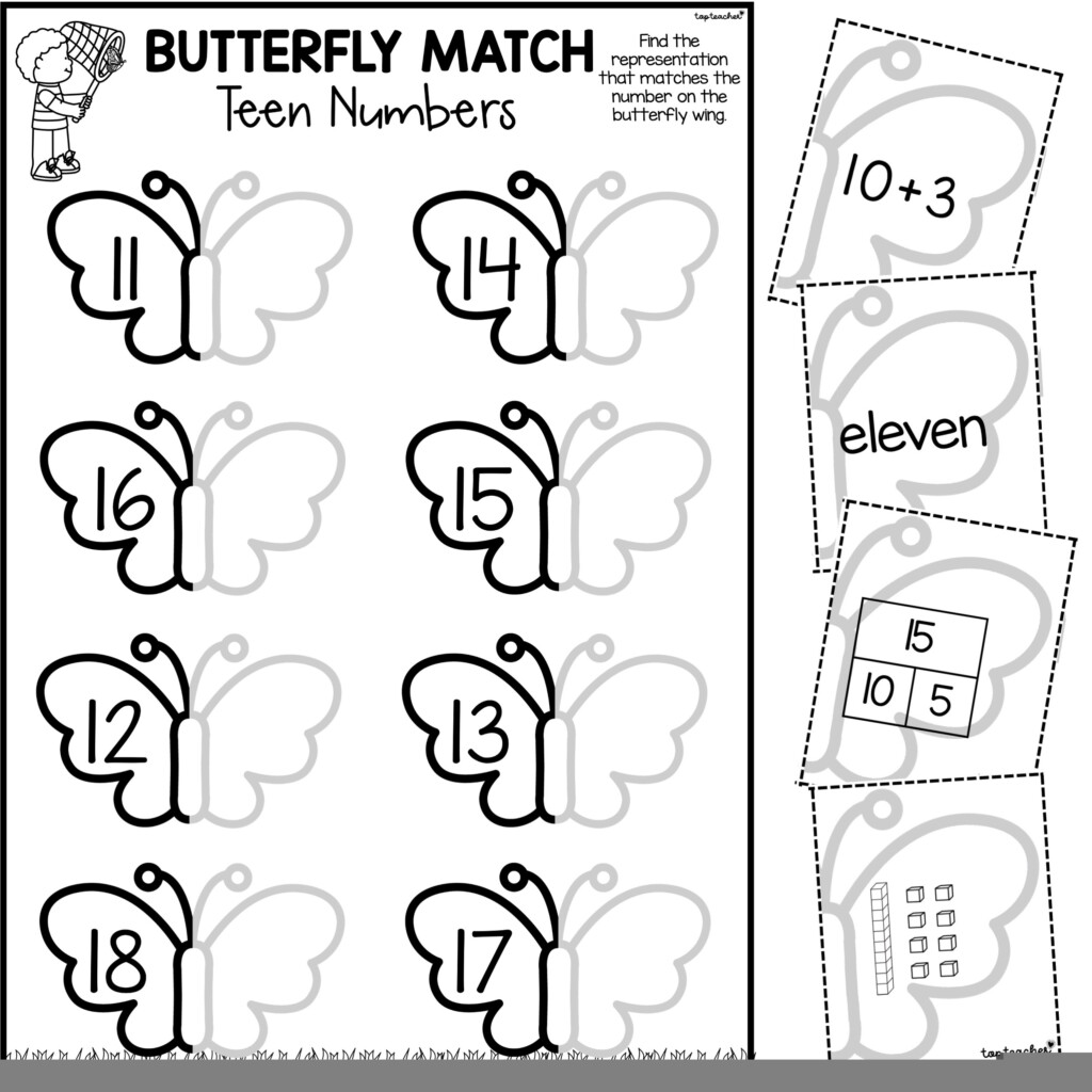 Butterfly Match Teen Number Worksheets Top Teacher - Summer Teen Number Worksheets