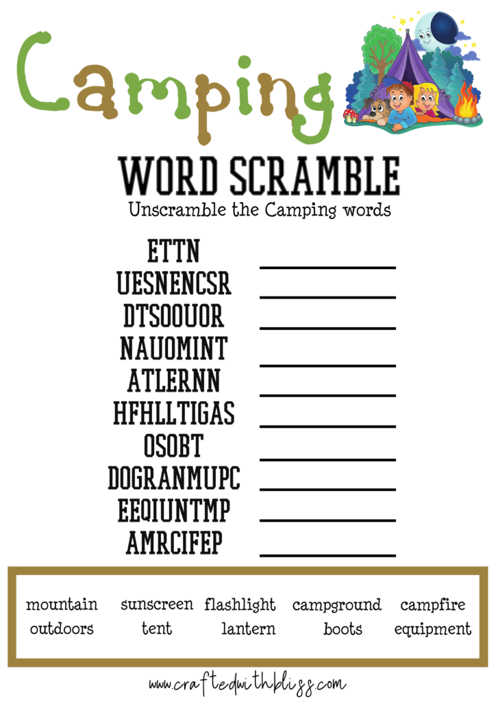 Camping Printables Free Camping Printables For Preschool Camping  - Summer Camp Activities Worksheet