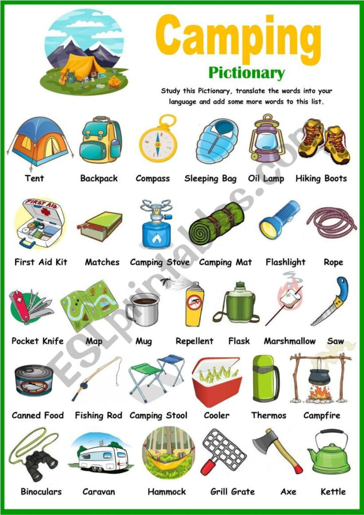 Camping Vocabulary ESL Worksheet By Solnechnaya - Summer Camp Esl Worksheets