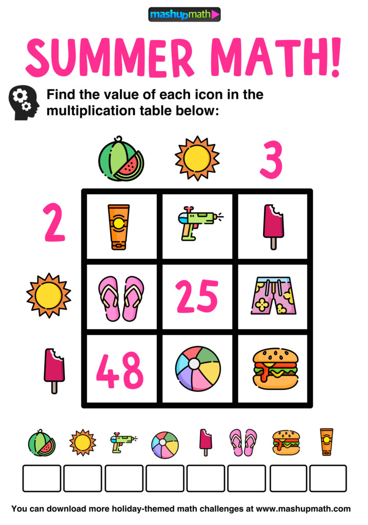 Can Your Students Solve These Summer Math Puzzles Mashup Math - Summer Holiday Maths Worksheets