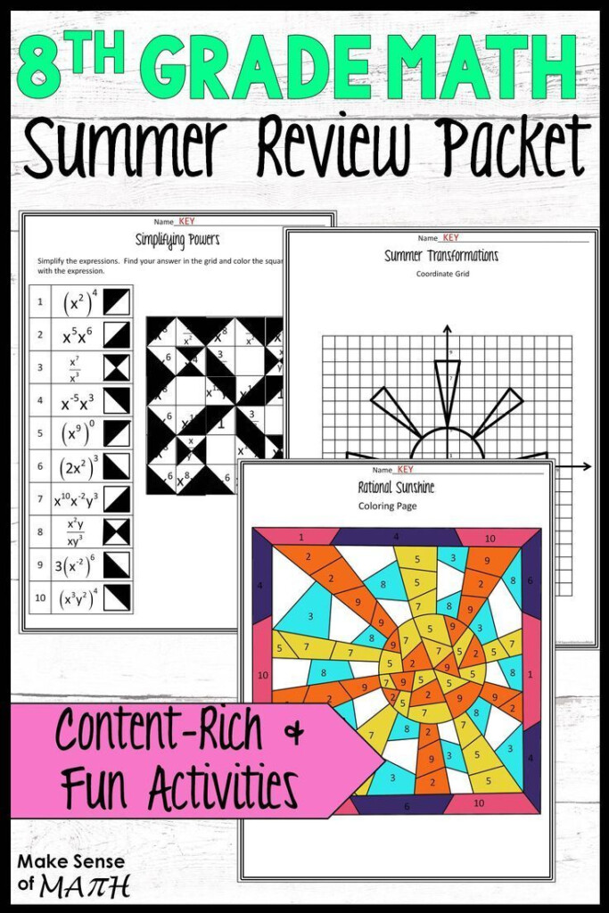 Check Out This 8th Grade Math Summer Review Packet Fun And Engaging  - 8Th Grade Summer Worksheets