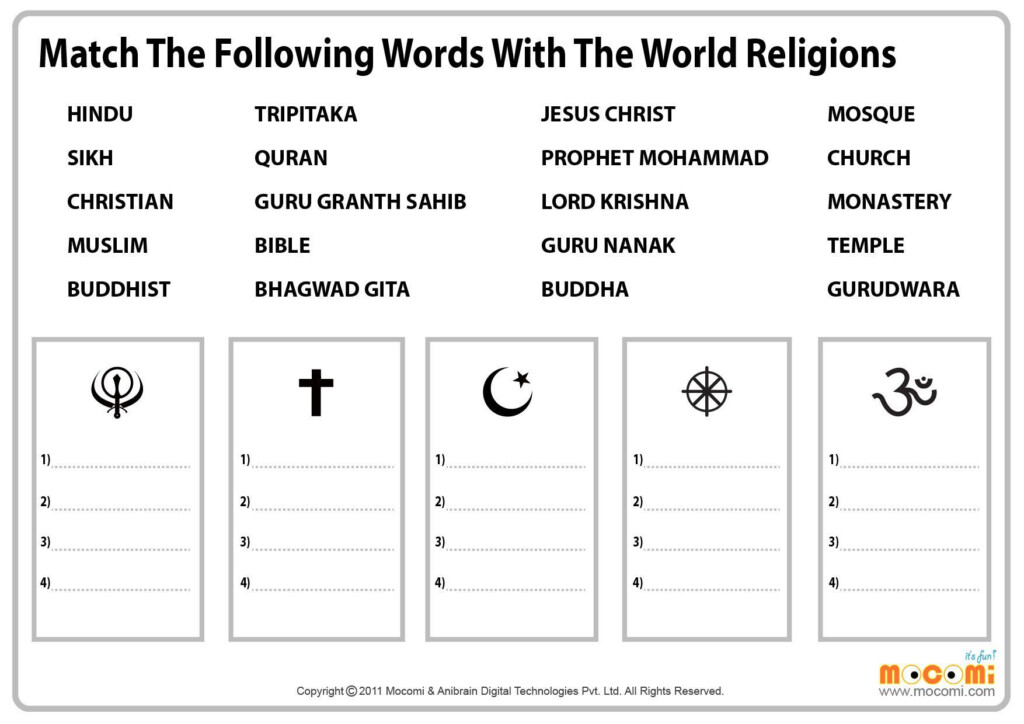 Comparing World Religions Worksheet - Religion Worksheet For Summer