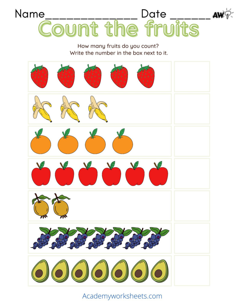 Count Match And Color Fruit 1 10 Academy Worksheets - Summer Academic Worksheets