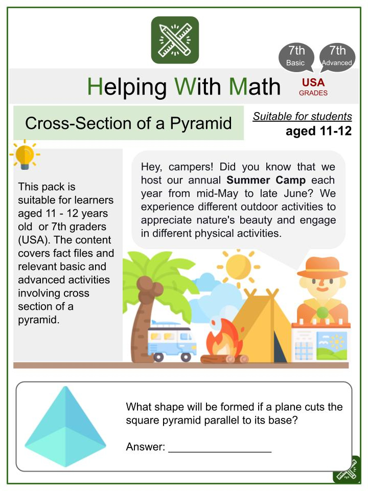 Cross Section Of A Pyramid Summer Camp Math Worksheets - Summer Camp Math Worksheets