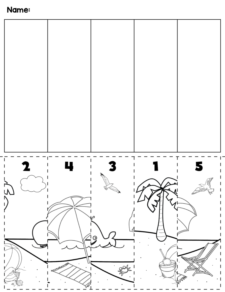 Cut And Paste For Kindergarten - Summer Cutting Worksheets