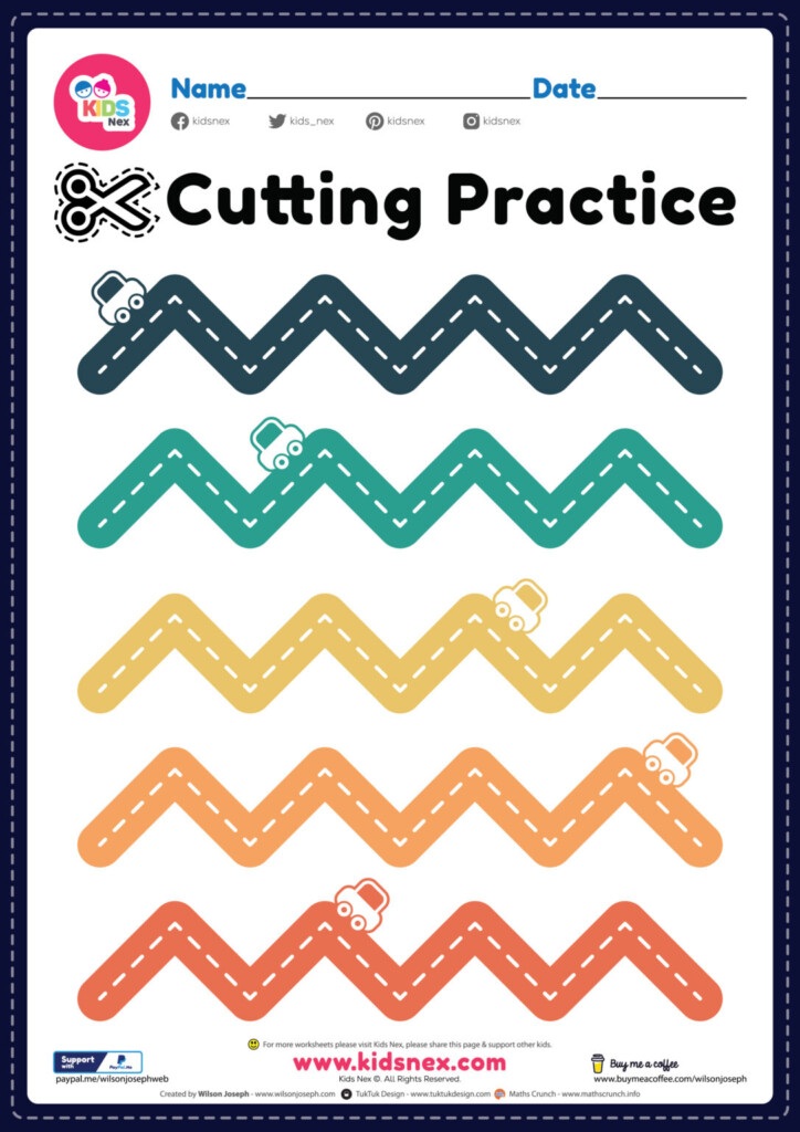 Cutting Practice For Preschoolers Free Printable PDF - Summer Preschool Printable Worksheets Cutting