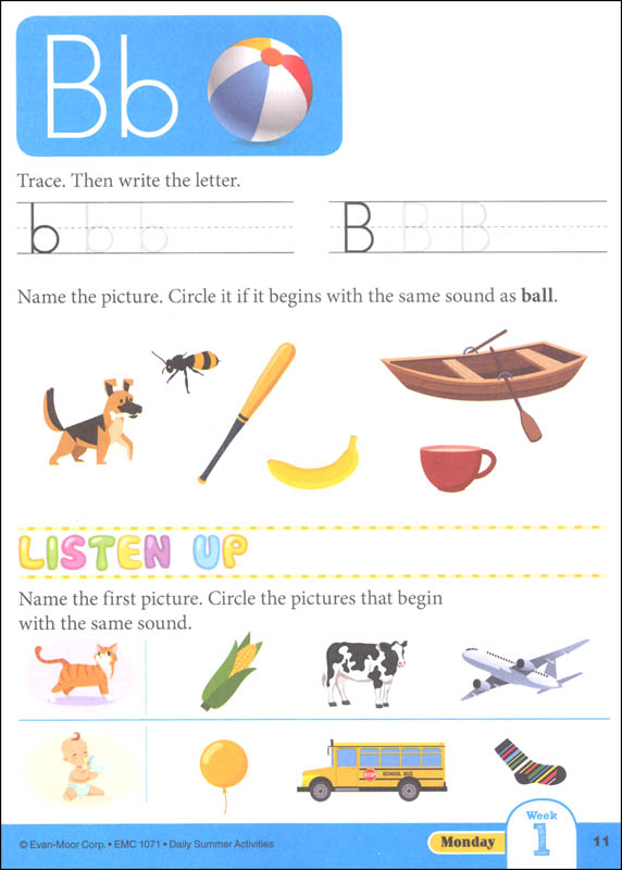 Daily Summer Activities K 1 Evan Moor 9781629384832 - Daily Summer Activities Moving From K To 1St Grade Worksheets