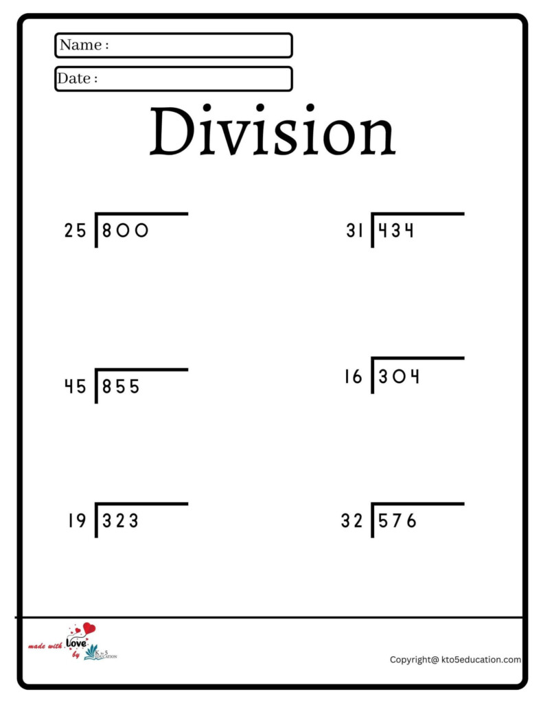 Division Worksheet 2 FREE Download - Summer Division Worksheets