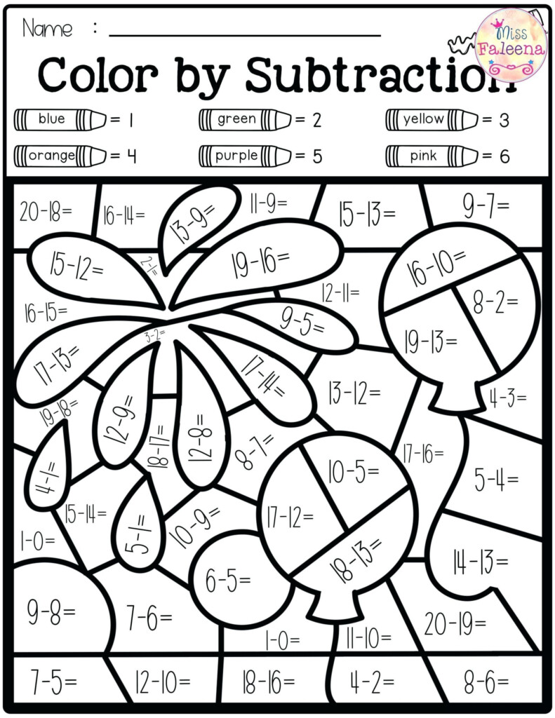 Easy Addition Color By Number - Addition Coloring Worksheets Summer