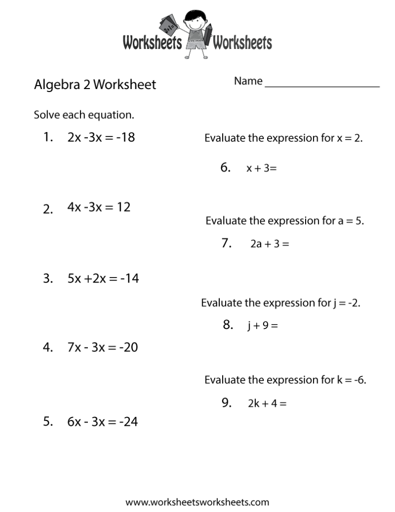 Easy Algebra 2 Problems - Algebra Ii Summer Course Worksheets