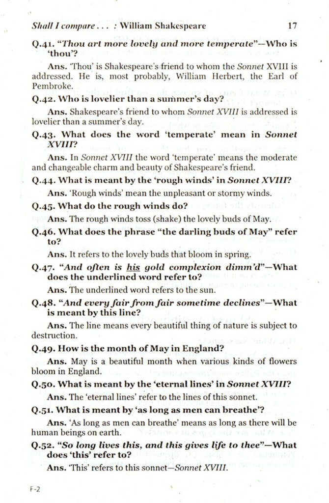 English Grammar A To Z Brief Questions With Answers Shall I Compare  - Shall I Compare Thee To A Summer'S Day Worksheet