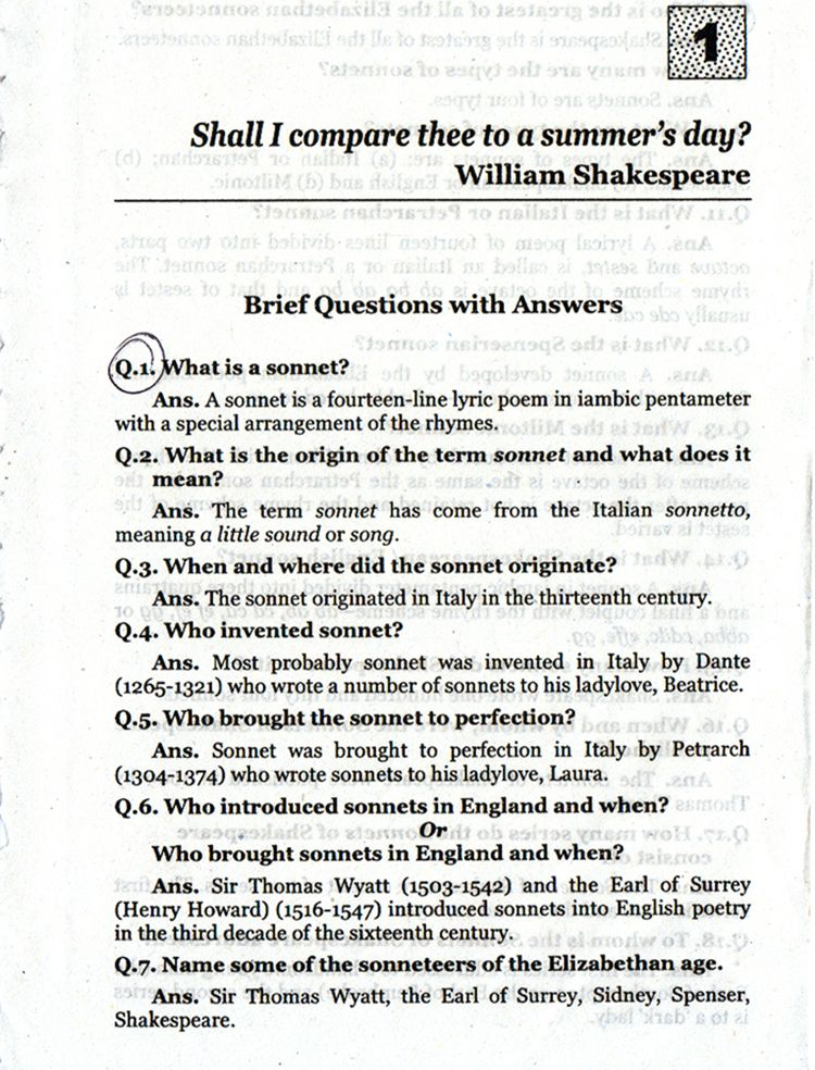 English Grammar A To Z Brief Questions With Answers Shall I Compare  - Shall I Compare Thee To A Summer'S Day Worksheet