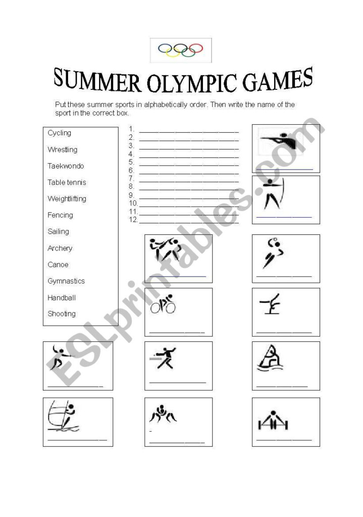 English Worksheets Summer Olympic Games - Summer Olympics Worksheets For 2Nd Grade