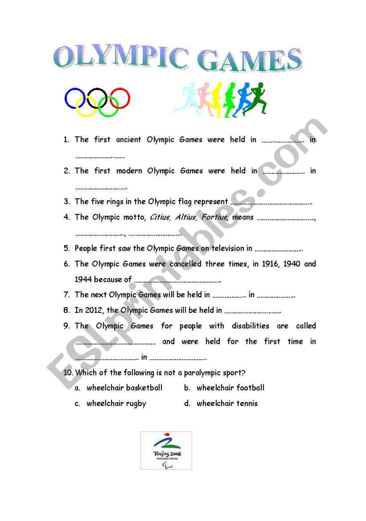 English Worksheets The Olympic Games - Famous Summer Olympians Worksheets For 2Nd Grade