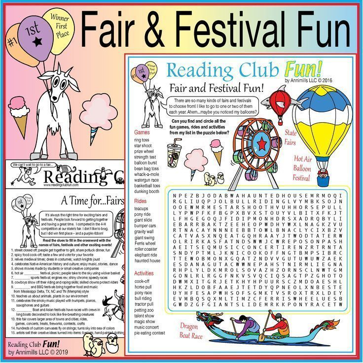 Fairs And Festivals Two Page Activity Set And Word Search Puzzle  - Summer Fair Worksheets