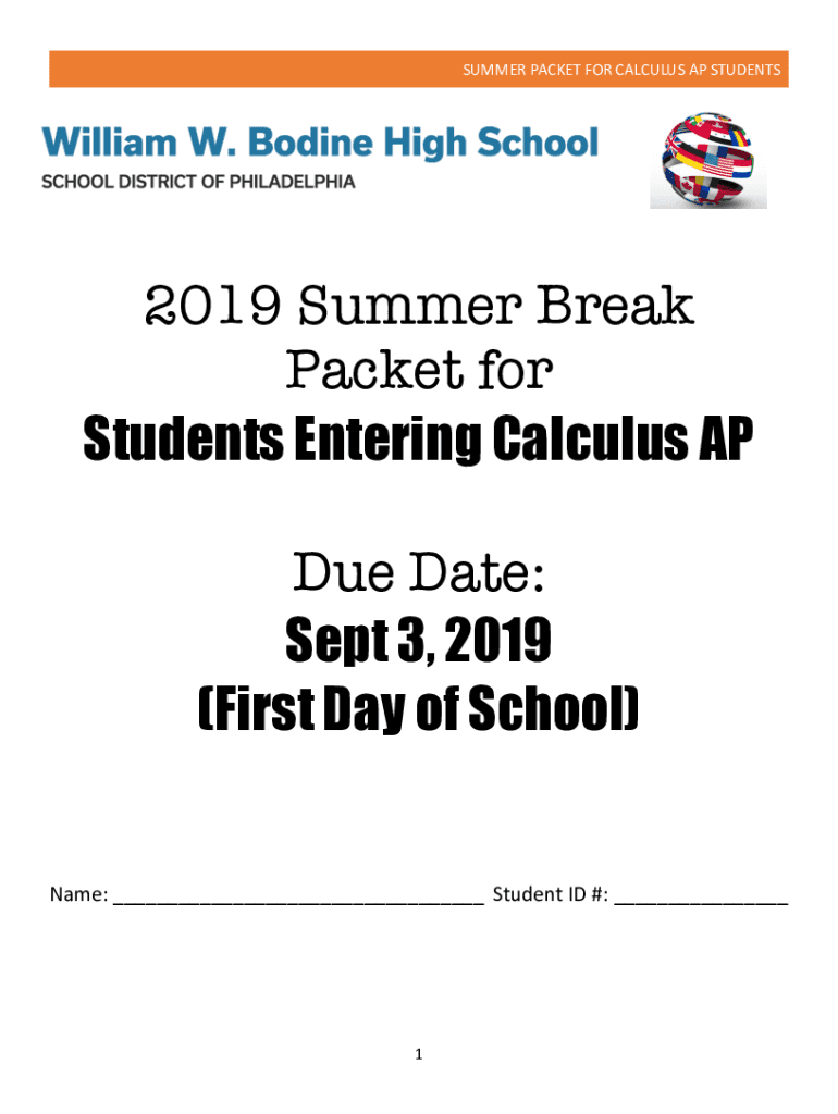 Fillable Online AP Calculus AB Summer Math Packet Fax Email Print  - Calculus Ab Summer Prep Worksheet