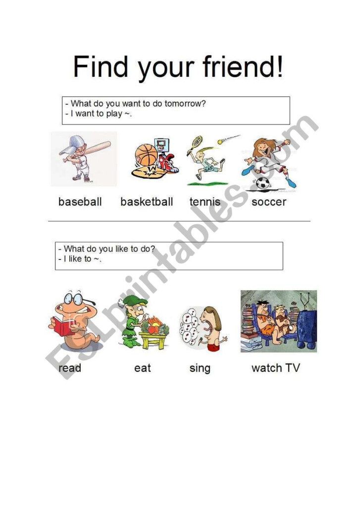 Find A Friend Worksheet - Summer Break Find A Friend Worksheet