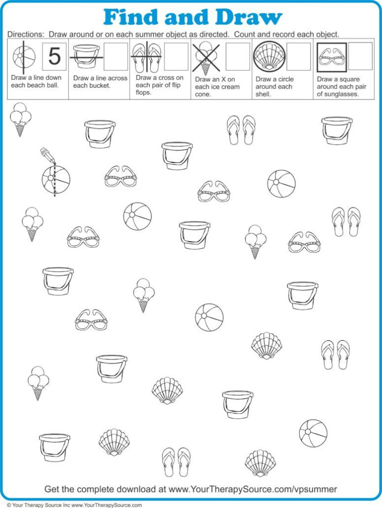 Find And Draw Summer Puzzle Your Therapy Source Visual Motor  - Summer Occupational Therapy Worksheets