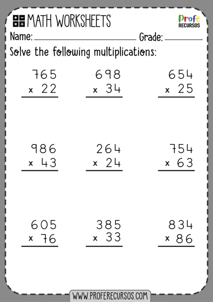 Fourth Grade Multiplication Worksheets Free - Summer 4Th Grade Worksheets