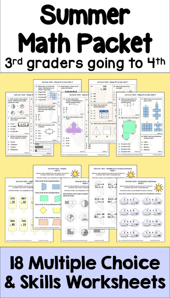 Free 3rd Grade Summer Worksheets - Summer 3Rd Grade Math Worksheet