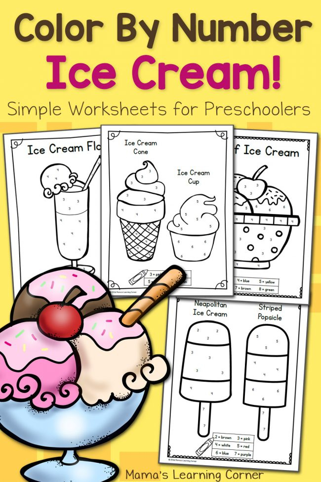 FREE Color By Number Ice Cream Worksheets - Summer Ice Cream Worksheet For Kids