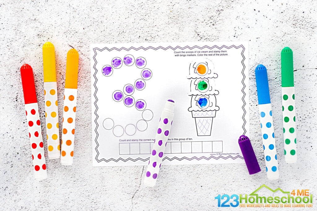 FREE Counting Do A Dot Printables With Bingo Daubers Worksheets - Summer Bingo Dauber Worksheets